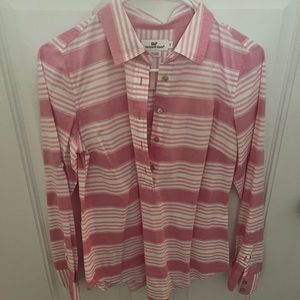 Vineyard Vines pink and white 5 button down shirt with roll up sleeves